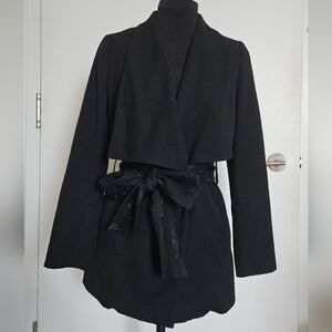 Lip Service Gyaru Black Lace Belt Double Breasted Jacket With Gold Trim Buttons